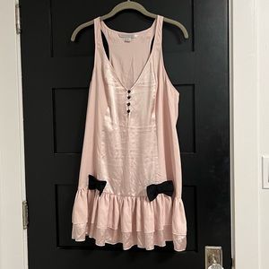 Victoria’s Secret Pink with Black Bows Flapper Dress / Chemise Like New Size L